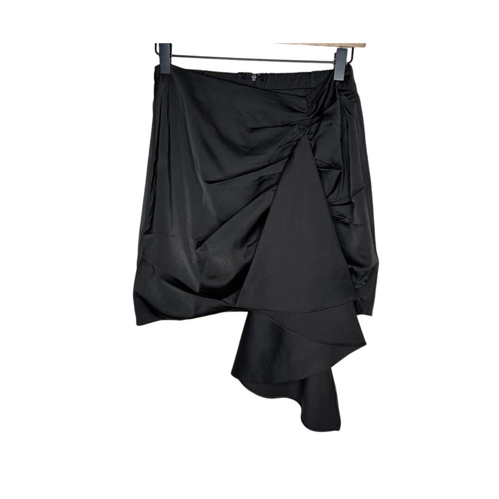 Naked Wardrobe NWT Black Ruched Sash Pleated Mini Skirt The Statement Suiting S